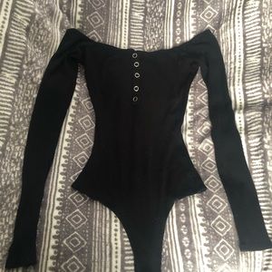 Windsor long sleeve black bodysuit